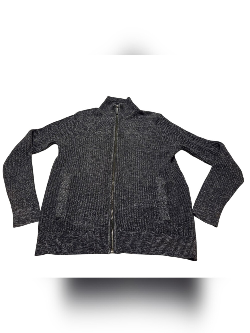 Tommy Bahama Men’s Small Full-Zip Ribbed Knit Cardigan Sweater - Charcoal Gray